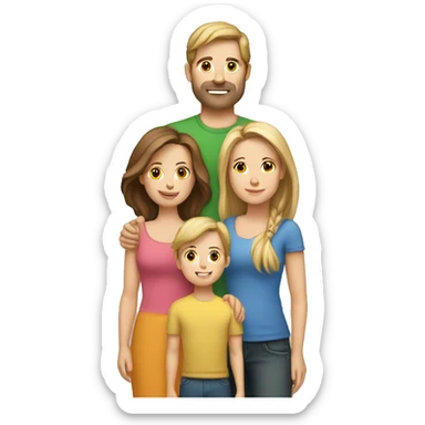 caucasian family with three daughters and one son  sticker
