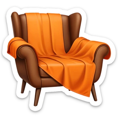 Comfy chair with orange blanket sticker