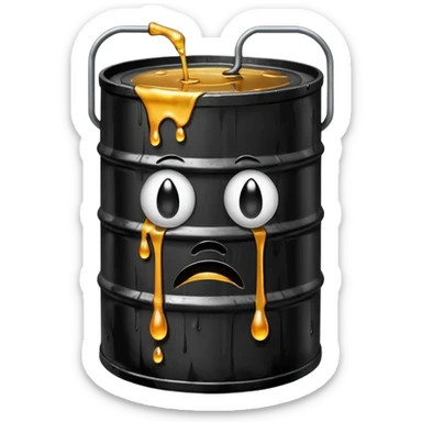 crying oil barrel (use the default tear drops and oil barrel emoji to create it) sticker