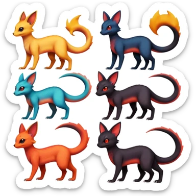 magma-gradients-colored Salandit-Umbreon-Flareon-Noivern-Noibat-Serval-Hybrid (Full body) sticker