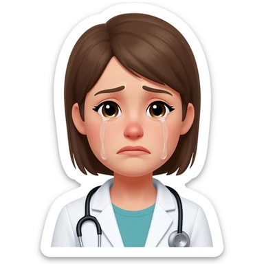 female doctor crying heavily sticker