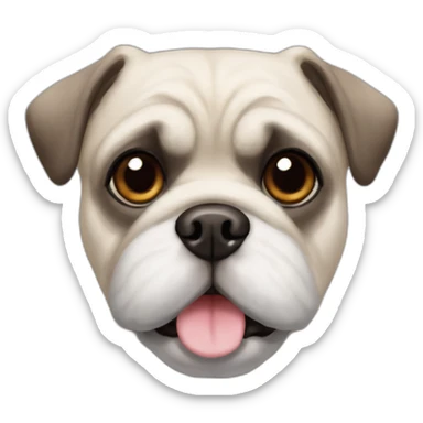 A pug cross bred with a schnauzer with fully white furr and brown eyes sticker