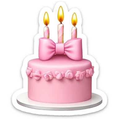 Coquette bow light pink birthday cake with candles sticker