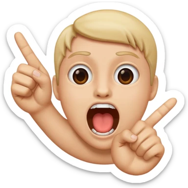 pointing at an open mouth  sticker