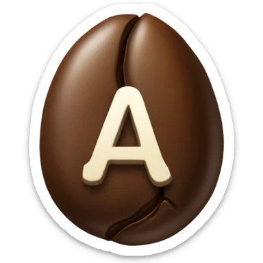 a coffee bean with a chat symbol sticker