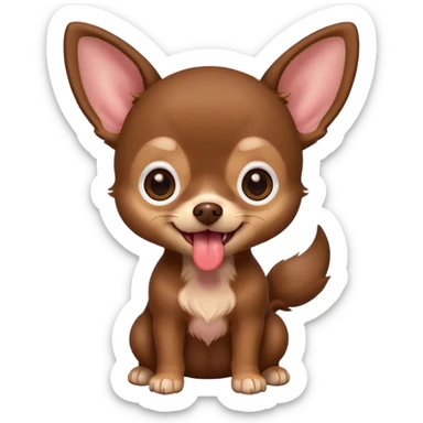 Generate an emoji of a chocolate-colored Chihuahua puppy with its tongue sticking out sticker