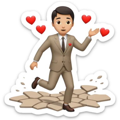 asian man with heart eyes slip and fall on sidewalk  sticker