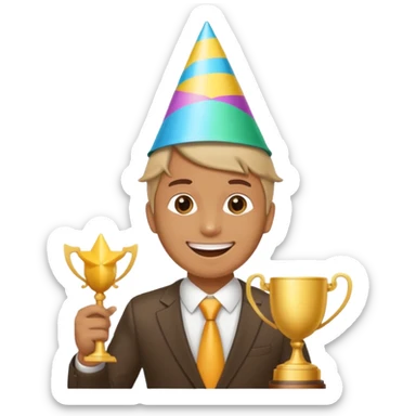 Create an emoji that reflects man/woman that is happy, and that asks a lot of questions and get rewarded as most active participant in a training sticker