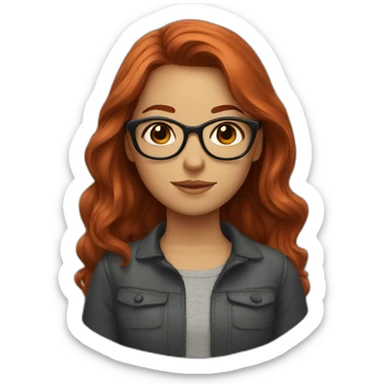 girl with auburn hair and glasses sticker
