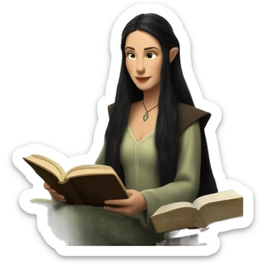 Arwen reading a book sticker
