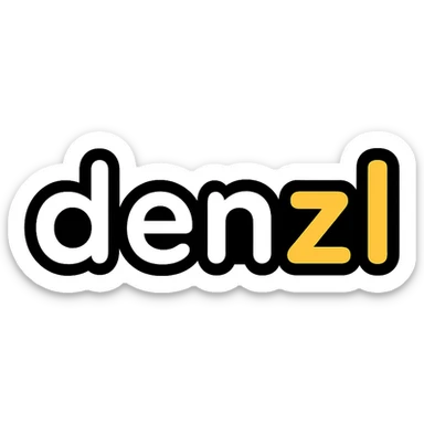 'denzl' logo, playful and rounded typography, friendly and approachable, vibrant accent color sticker