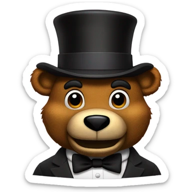 Freddy Fazbear is a large animatronic bear and mascot of Freddy Fazbear's Pizza, who entertains children by day but becomes a menacing antagonist at night. sticker