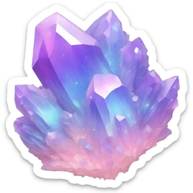 Pastel iridescent nebula crystal cluster sticker