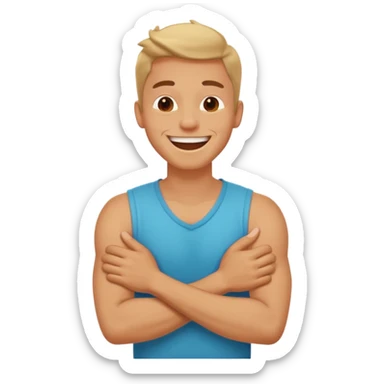 Arms crossed holding neck laughing guy sticker