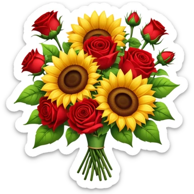 sunflowers and red roses bouquet sticker