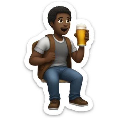 Black man drinking beer sticker