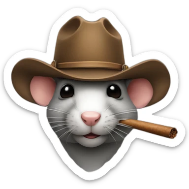 A rat wearing a cowboy hat and smoking a cigar sticker
