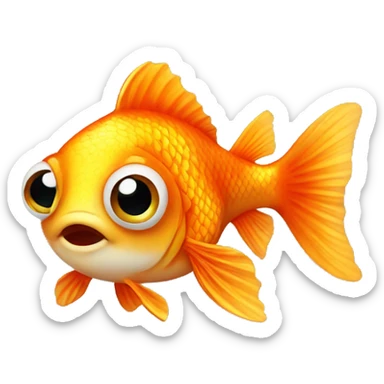 small cute gold fish with big eyes  sticker