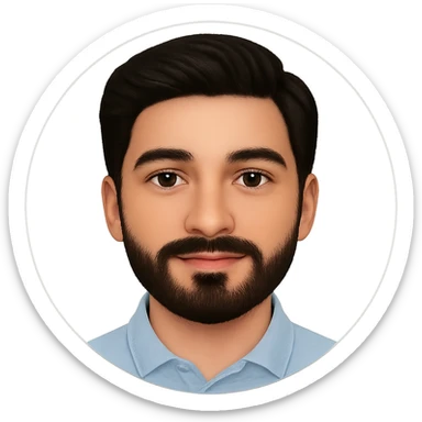 Create a custom emoji from the provided photo for Slack. Remove the background and crop to the face and shoulders. Make the face appear slimmer and add a well-groomed beard and mustache that matches the person's style. Ensure the emoji is in a circular format with a transparent background, suitable for Slack custom emoji upload. The face should closely match the original photo in appearance and style. sticker