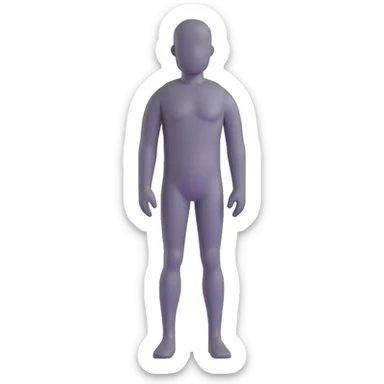 grey human silhouette frontal view with no facial features, no face, no eyes, no nose, no mouth, simple outline sticker