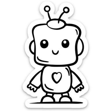 Friendly AI robot assistant with antenna sticker