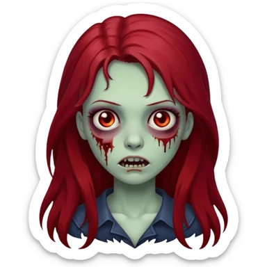menina zumbi de cabelo vermelho escuro e longo sticker