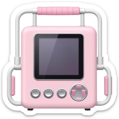 White cable machine with pastel pink handles, soft backdrop sticker