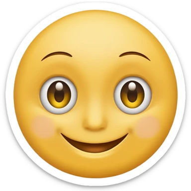 Emoji, yellow round smiling face, curved eyes sticker
