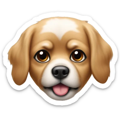 Un emoji de una perrita pekinés pequeña y de color caramelo  sticker