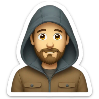 man with beard in coats drawing on a computer sticker