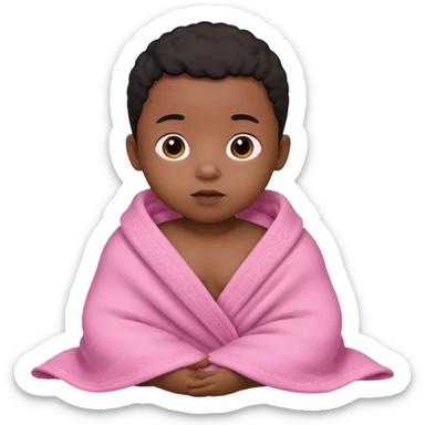 Small black baby in pink blanket sticker