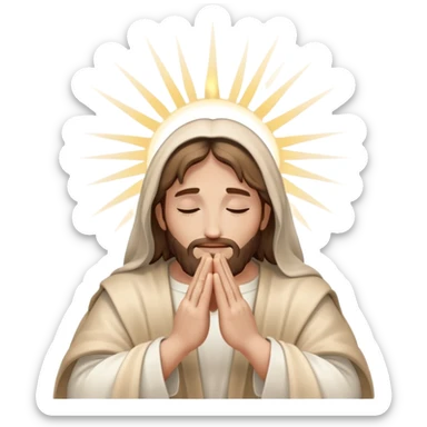 Jesus praying hands with rays of holy light emanating sticker
