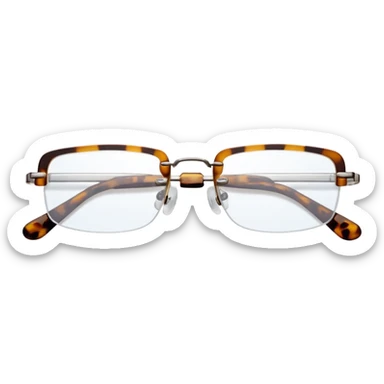tiny Y2K tortoise printed rimless glasses, narrow rectangular lenses sticker