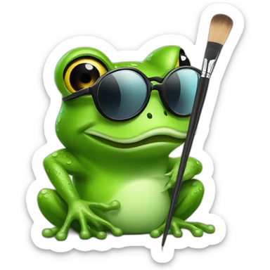 Frog wearing sunglasses designing with a brush sticker