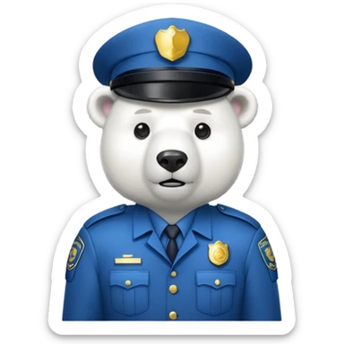 Make a humanoid polar bear dressed as a police sticker