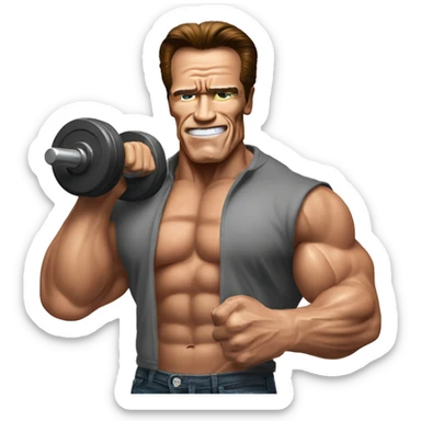 arnold schwarzenegger with dumbbell without t-shirt sticker