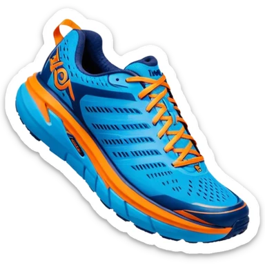 Blue and Orange HOKA running shoe  sticker