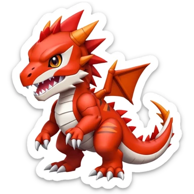 Cute Baby Chibi Digimon-Guilmon-Tyrantrum-Tyrunt-hybrid (full body) sticker