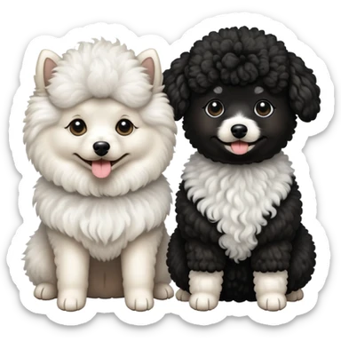 two dogs, a spitz and a miniature poodle sticker