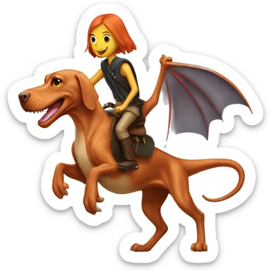 Vizsla riding dragon  sticker