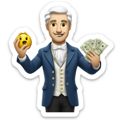 white aristocrat with money bag in his hands sticker