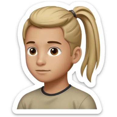 boy with ponytail, 3/4 view sticker