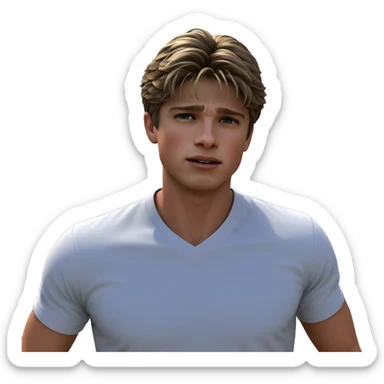 young man in white shirt sticker