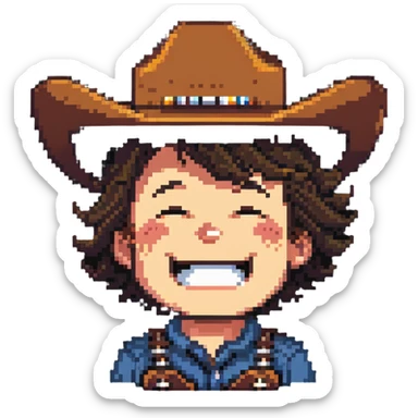 crying laughing upside down cowboy sticker