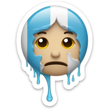 sob emoji with tears made of argentina flag colors sticker