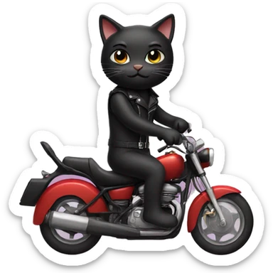 black cat riding a motorcycle  sticker