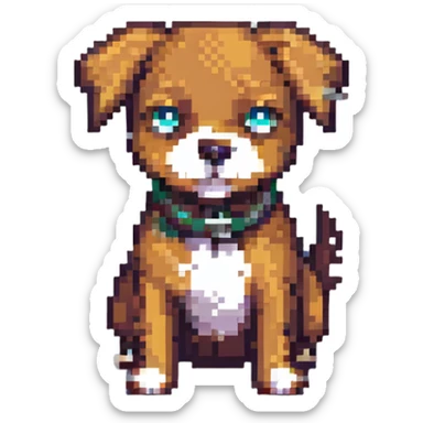 simple and cute pixel art style dog sticker