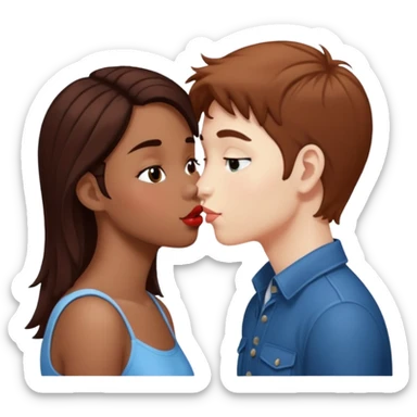 Kiss marron skin girl and White skin boy  sticker