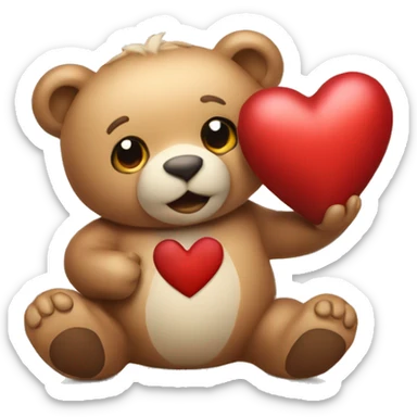 Christmas bear holding christmas heart with two hands sticker