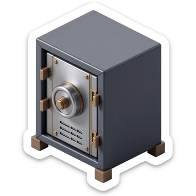 a secure vault, front view, skeuomorphism style, brushed metal, realistic highlights, tactile details sticker